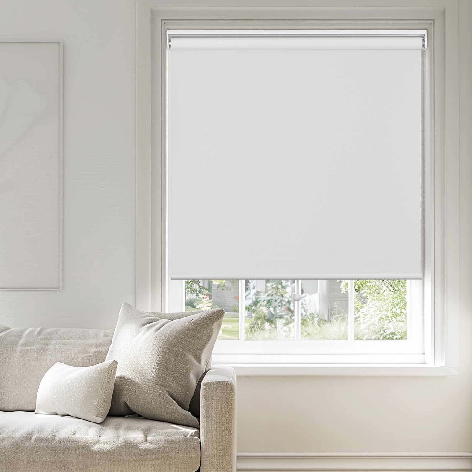 GrandeKor 電動ロールスクリーン ベージュ　つっぱり遮光横50㎝縦60㎝ 電動式ロールスクリーン つっぱり式 ボックス型 – Grandekor