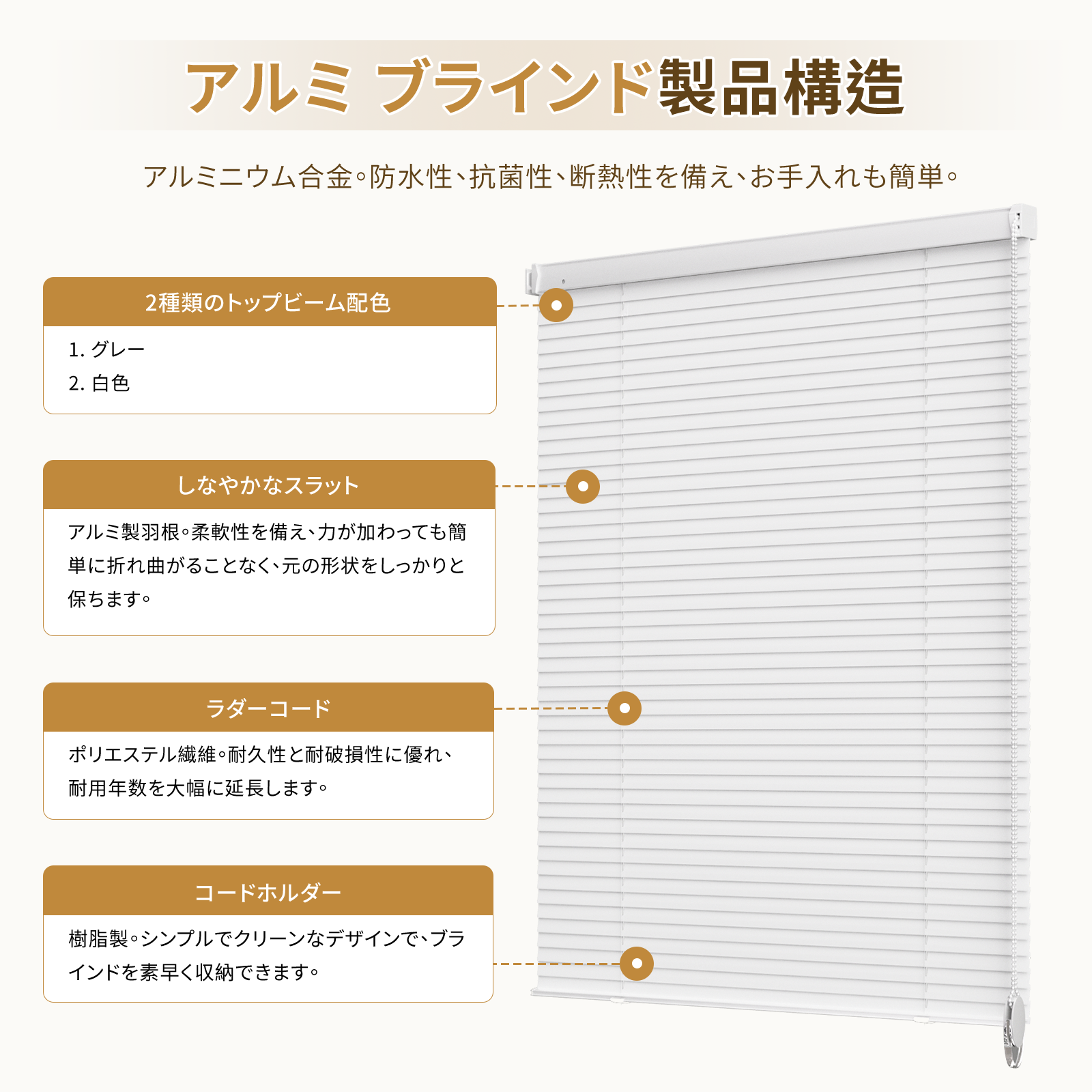 アルミブラインド チェーン式  つっぱり式 調光目隠し