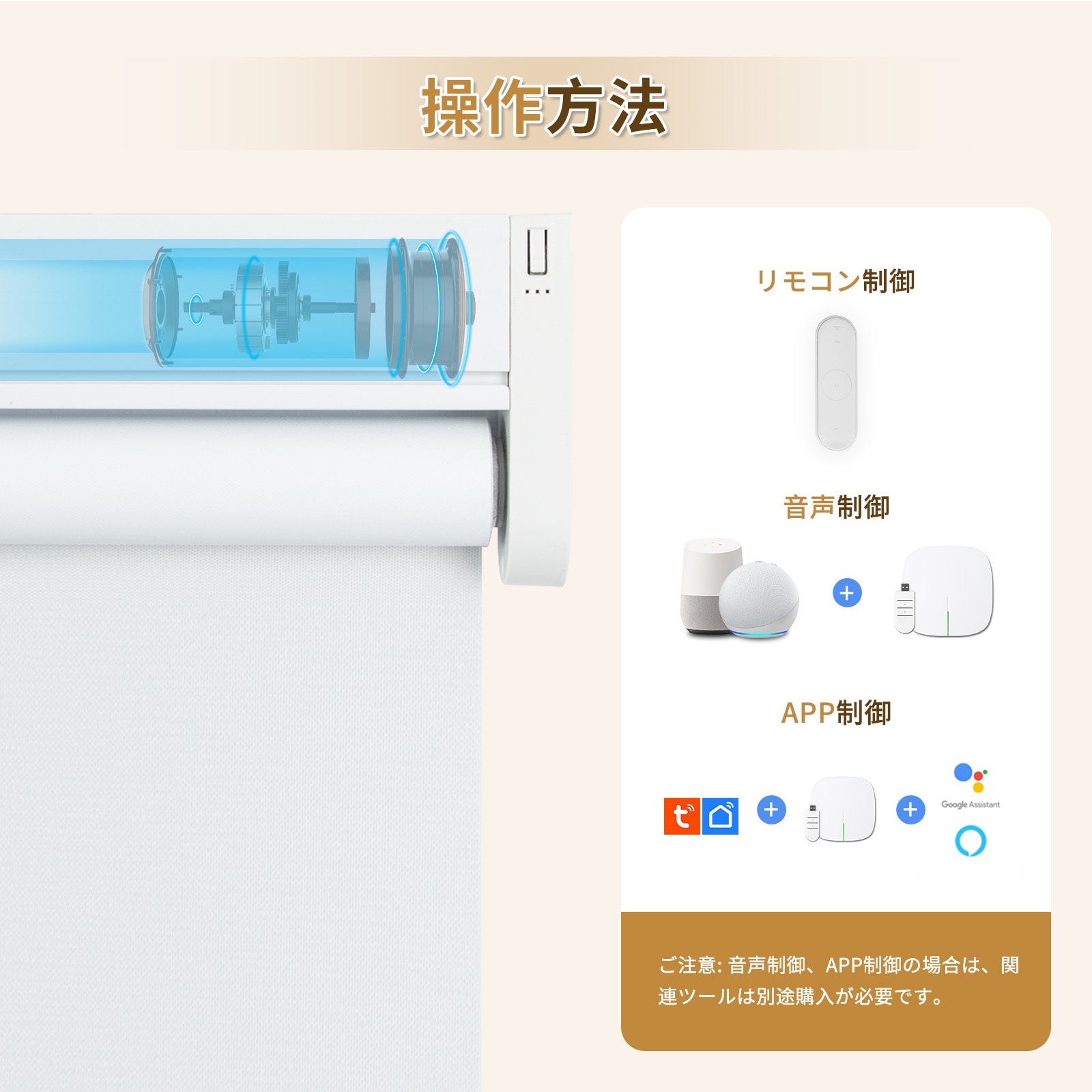 電動式ロールスクリーン ネジ止め つっぱり式 ボックス型ビーム - Grandekor