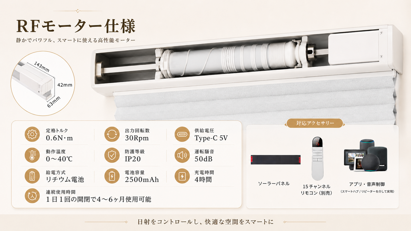 電動ハニカムシェード｜充電式・リモコン操作